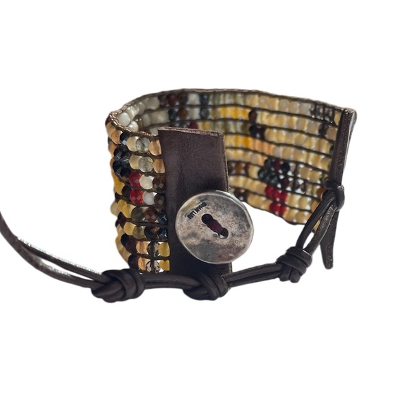 Singed Chan Luu Leather and Muli Colored Semipreciouos bead Gemstone Bracelet - Picture 7 of 10